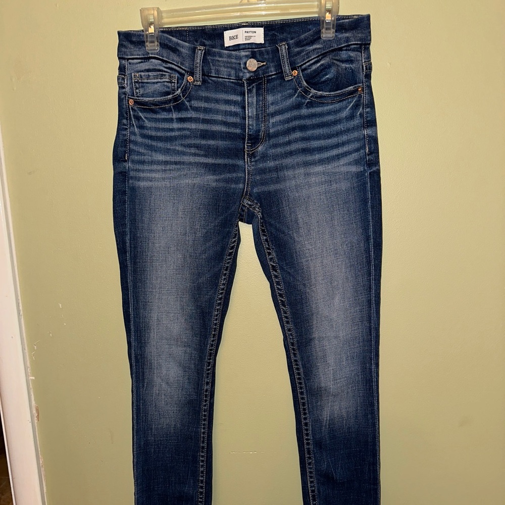BKE Buckle Payton Skinny Jeans Women 27x27 Universal Fit Mid Rise Raw Hem Denim